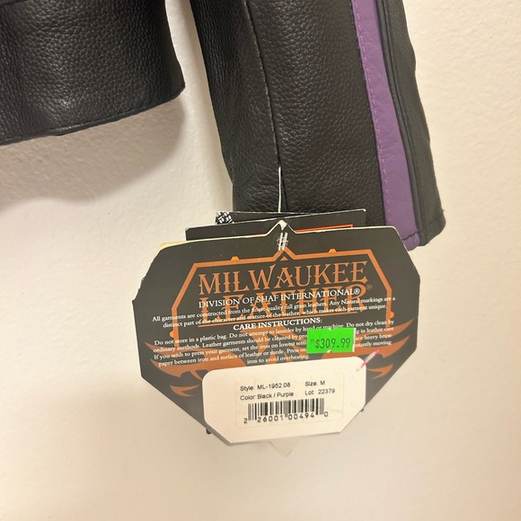 Women’s black purple motorcycle jacket with embroidered details - Picture 6 of 10